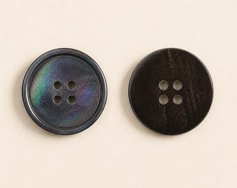 Black Iridescent Shell Button Sets, 4-Hole, 11.5mm, 15mm or 20mm