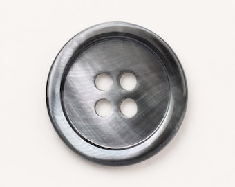 Gray Natural Shell Buttons, Four-Hole Rimmed Sewing Supplies, 11.5–20mm
