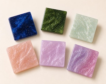 Starry Clog Shoe Charms, 6 Piece Marbled Square Accessory Set