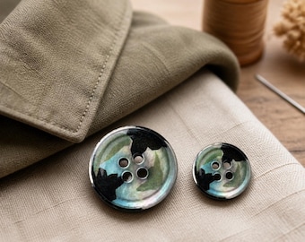 Camo Shell Buttons, Natural Black Mother of Pearl Buttons, 15mm 20mm Sewing Notions