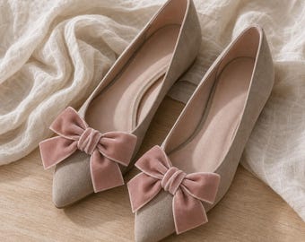 Fermagli per scarpe con fiocco in velluto, coppia staccabile per scarpe basse, décolleté e scarpe con tacco.