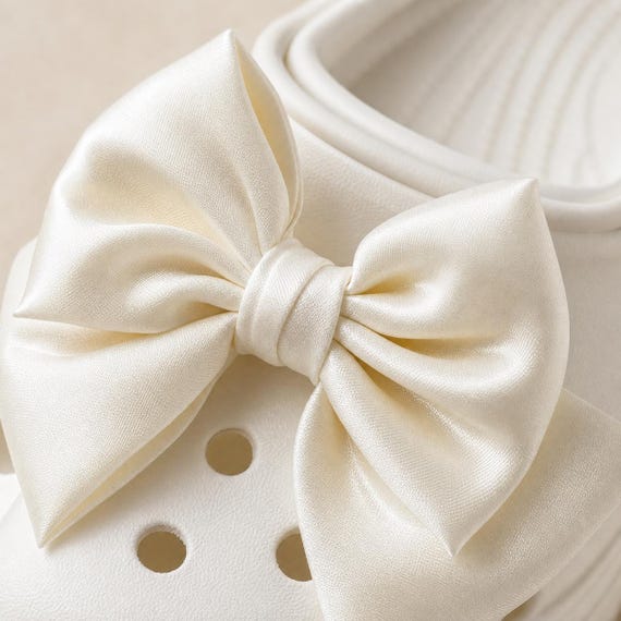 Oversized Satin Bow Shoe Charms for Clogs, Coquette Balletcore Accessory Pair