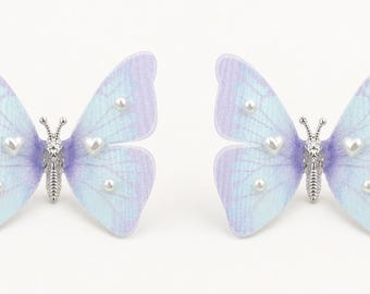 Movable Butterfly Shoe Charms, Iridescent Purple Wing Clog Accessories, Pair
