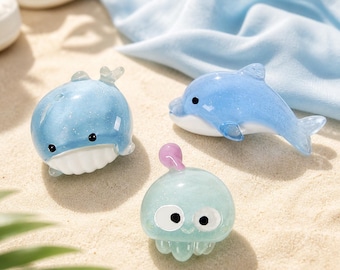 Ocean Animal Resin Shoe Charms, Whale Dolphin Sea Creature Decoration Set of 3