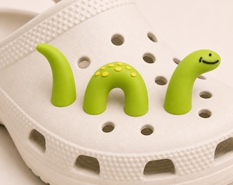 3-Piece Green Snake Shoe Charms, 3D Clog Accessories