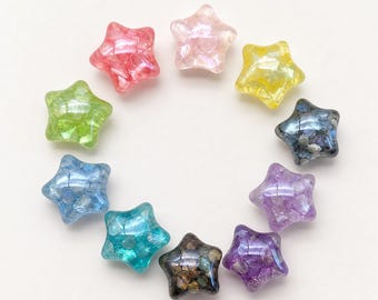 10 Pc Resin Star Shoe Charms, Custom Color Shell Effect Set
