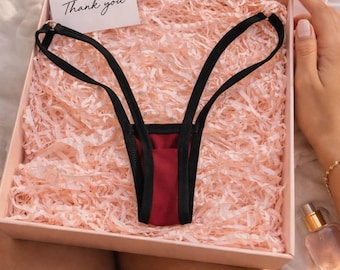 Micro String Bikinihöschen, minimale String Bademode, bräunender Bikini, verstellbare Träger, Intimbekleidung