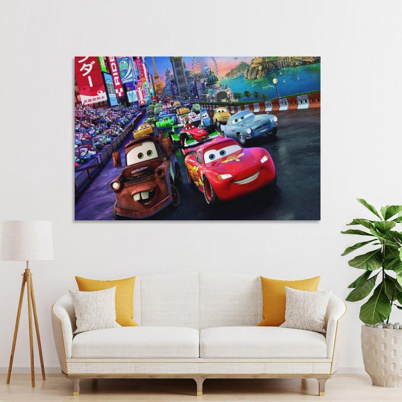 Pixars Classic Racing Cartoon Animation Art Film Background Wall ...