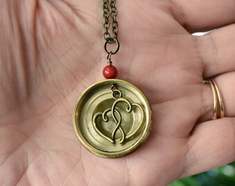 Long French Horn Love Valve Cap Necklace