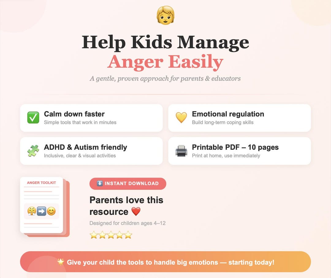 Kids Anger Management Pack | Emotional Regulation Worksheets, ADHD ...