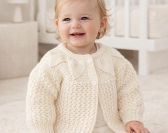 Baby Knit Cardigan, Bonnet & Booties, Set Pattern PDF, Leaf and Lace Baby Girl Knitting Pattern, Intermediate, Sizes 3, 6/12 Months PDF File