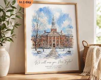 Regalo personalizado de jubilación para profesores, regalo personalizado para profesores al final del curso escolar, regalo de agradecimiento para profesores, descarga digital de arte en acuarela.