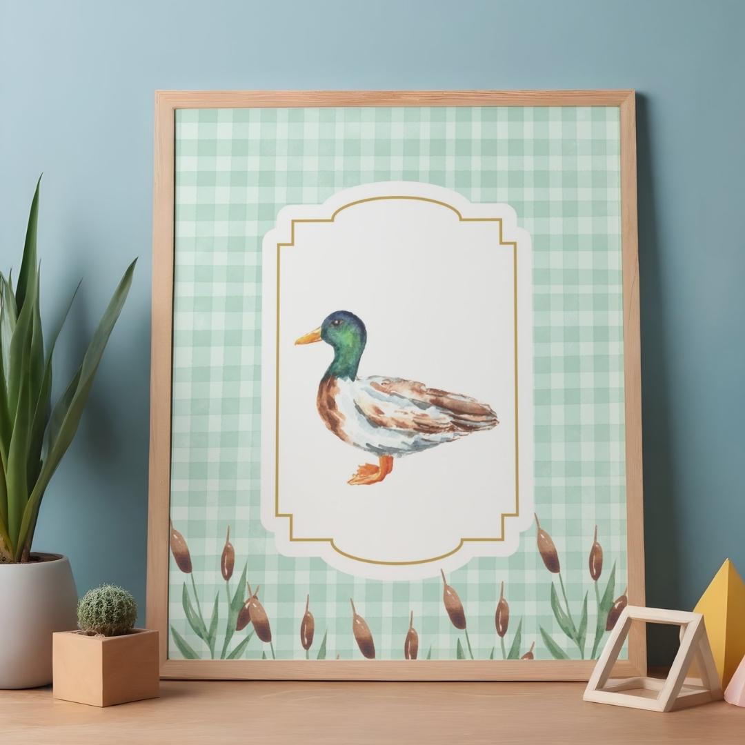 Vintage Mallard Duck Nursery Wall Art | Farmhouse Animal Print | Trendy ...