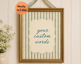 Impresión de texto personalizada / Regalo con letra de canción personalizada / Arte de pared de rayas vintage / Póster con cita estilo manuscrito / Letrero personalizado Descarga digital