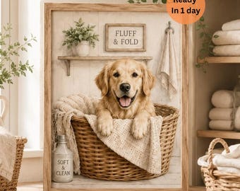 Aangepaste huisdier portret wasruimte muurkunst, gepersonaliseerde hondenafdruk van foto, grappige huisdier kunst badkamer decor, verjaardagscadeau voor kattenliefhebber