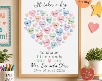 Regalo personalizado para profesores (imprimible), regalo personalizado de los alumnos, obsequio con nombre personalizado para el profesor de clase / recuerdo (digital)