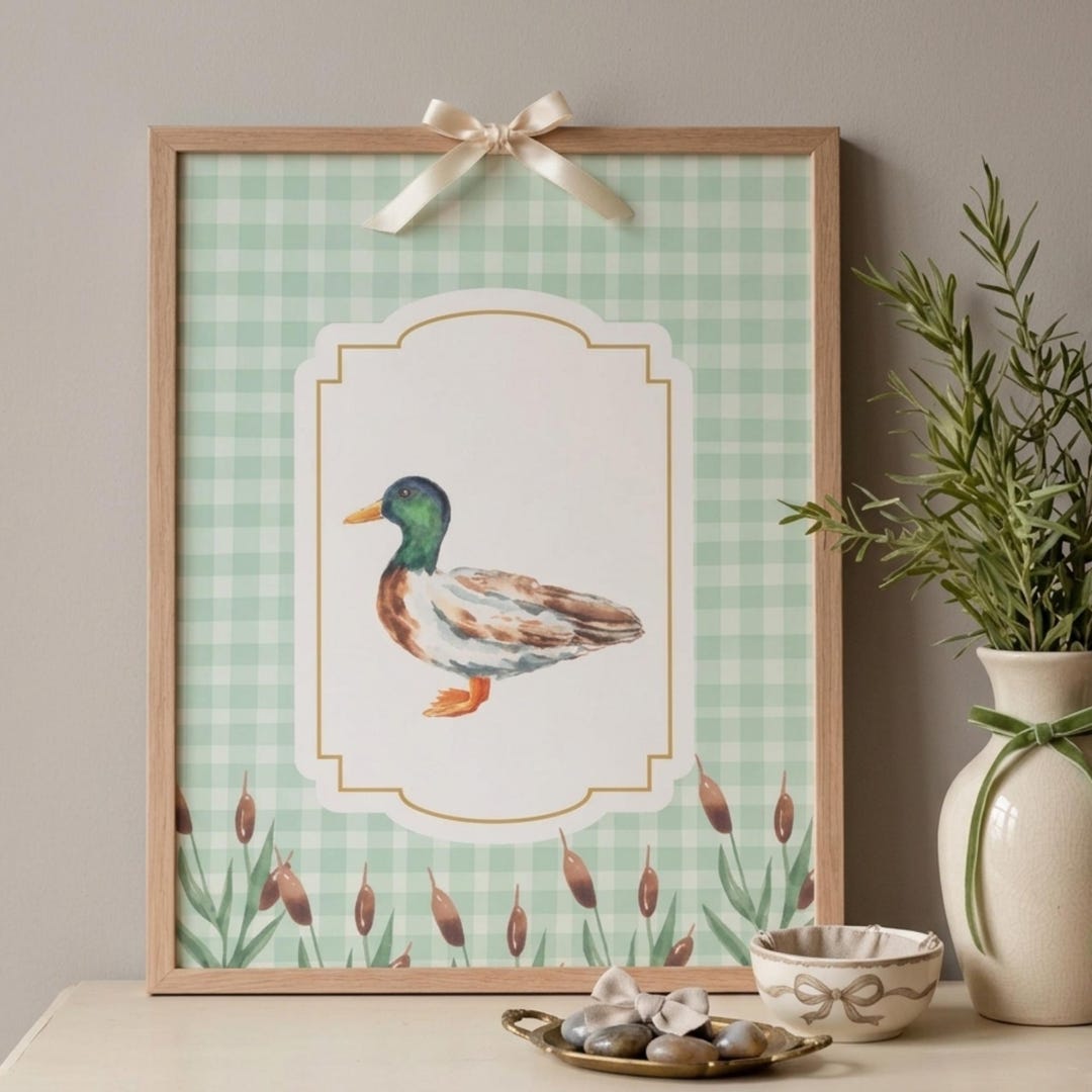 Vintage Mallard Duck Nursery Wall Art | Farmhouse Animal Print | Trendy ...