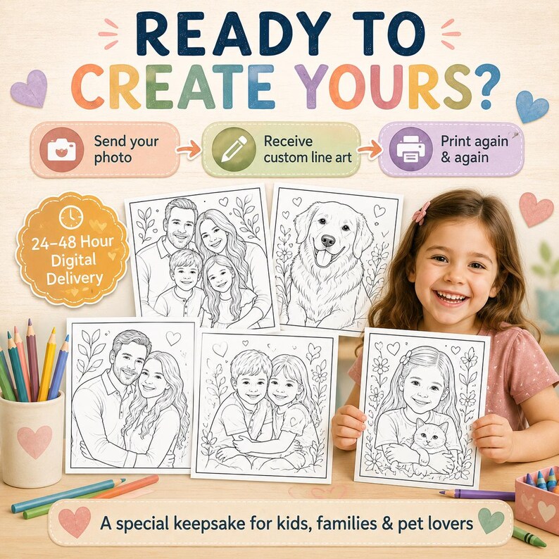 Couple coloring page from photo with custom line drawing style, ideal for Valentine’s Day gifts, anniversary gifts, engagement gifts, and wedding keepsakes.