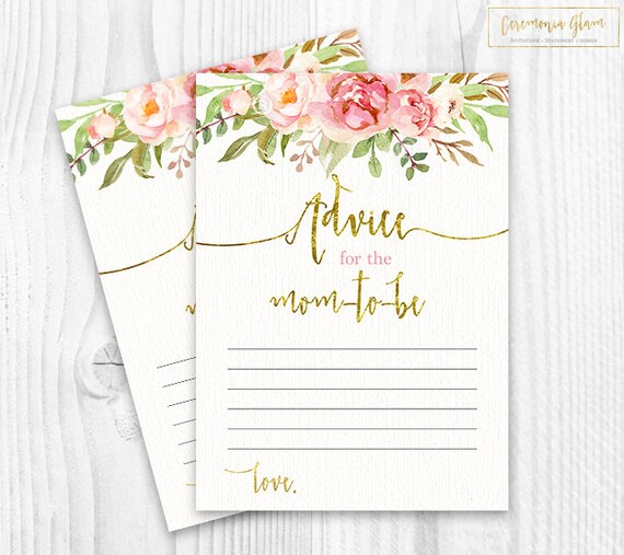 Advice for the mom to be card, baby shower advice card, blush floral baby shower card, pink floral, instant download, baby shower advice Il_570xn
