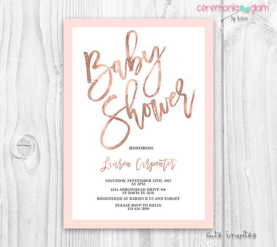 Rose Gold Baby Shower Invitations 5