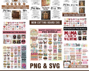 120+ Mother’s Day SVG PNG Mega Bundle, Mothers Day Clipart, Sarcastic Mom Quotes, Baseball Mom SVG, Yarn Faux Embroidery,  Digital Download