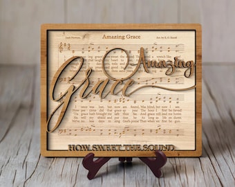 Amazing Grace 3D Laser Cut Sheet Music Sign Christian Wall Art SVG Faith Decor File for Cricut Glowforge & Laser Cutting