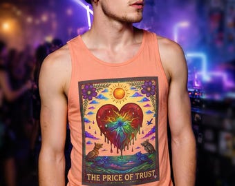 Top bez rękawów Melting Heart Psychedelic Art | Koszulka z grafiką „The Price of Trust”