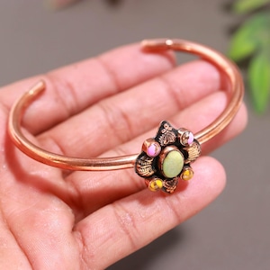 Natuurlijke palomino suikerspin designer koperen armband verstelbare open manchet ambachtelijke sieraden
