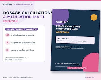 RN Dosage Calculations Workbook | Medication Math Practice (64-Page PDF)