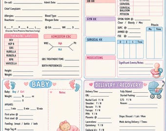 Labor and Delivery Nurse Report Sheet Printable | OB GYN Nursing Brain | Mother Baby L&D Clinical Sheet | GradRN Baby Nurse Template