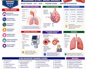 Respiratory System Nursing Study Guide Bundle | NCLEX, ATI, HESI Review (Digital Download)