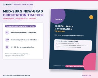 Med-Surg New-Grad Nurse Orientation Tracker | Competency Checklist (PDF)