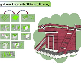 Dog House with Slide & Balcony