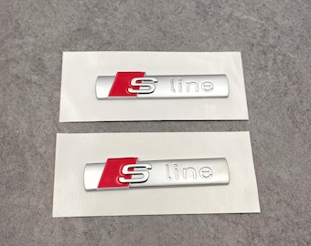 Fit for Audi S Line Fender Emblem Matte Silver Badge Pair 2 pcs 7.3cm Side Wing Logo Fit for Audi A3 A4 A5 A6 A7 A8 S Line Upgrade
