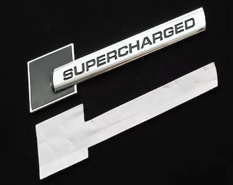 Unique 3D Metal unique Supercharged Car Emblem Badge Sticker Decal for A3 A4 A5 A6 A7 A8 Q3 Q5 Q7 Q8 Rear Trunk Fender  - Black Silver Black