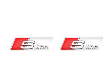 3D custom Aluminium Steering Wheel Badge Emblem Car Sticker for  Sline RS Accessories Durable Auto  - Silver Sline 2Pcs