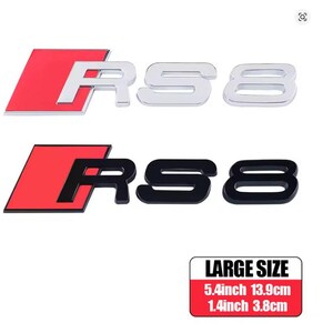 Emblema 3D in ABS con lettere RS8, adesivo per bagagliaio posteriore auto per A8 S8, decalcomania esterna sportiva, nero lucido, resistente, grande - scegli il colore