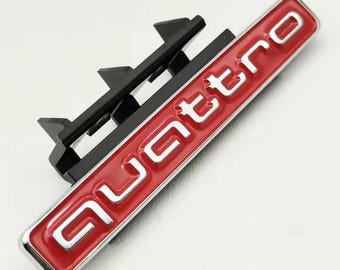 Special made 95mm 3D ABS Car Front Grill Emblem Badge for Q5 A4 B8 B6 B9 B7 A3 A6 C6 A5 Q7 A1 Q3 A7 A8 Quattro Logo Auto - Red Silver