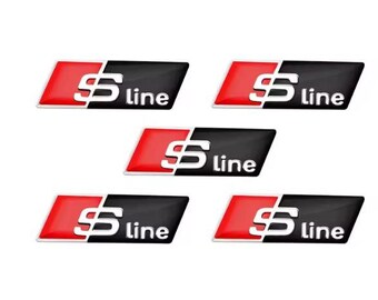 3D custom Aluminium Steering Wheel Badge Emblem Car Sticker for Sline RS Accessories Durable Auto  - Black Sline 5Pcs