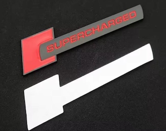 Unique 3D Metal unique Supercharged Car Emblem Badge Sticker Decal for A3 A4 A5 A6 A7 A8 Q3 Q5 Q7 Q8 Rear Trunk Fender  - Red Black Red