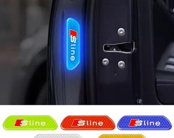 4x custom Car Door Safety Reflective Stickers for Sline RS A3 A4 A5 A6 A7 A8 Q2 Q3 Q5 Q7 Q8 TT S1 SQ5 RSQ3 RSQ8 - please choose model