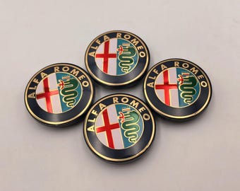 Fit for Alfa Romeo 50mm Golden Wheel Center Caps Set of 4 Hub Caps OEM Style Replacement Gold Wheel Emblem Badge Accessories