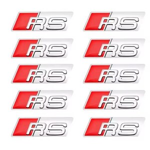 Aluminium Lenkrad einzigartig Badge Emblem Auto Aufkleber für Sline RS Zubehör Durable Auto Interior Premium - Silber RS 10Stk