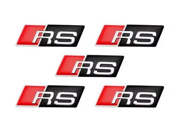 3D custom Aluminium Steering Wheel Badge Emblem Car Sticker for Sline RS Accessories Durable Auto  - Black RS 5Pcs