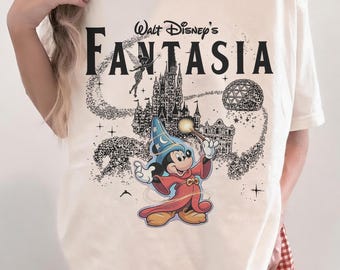 Disney Fantasia Shirt, Sorcerer Mickey Tee, Walt Disney World Shirt, Magic Kingdom Graphic Tee, Vintage Disney Castle Shirt