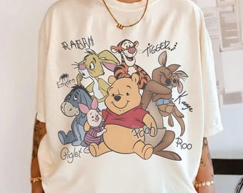 Winnie The Pooh Shirt, Cute Cartoon Vintage Shirt, Disney Friends Shirt, Disney Family Shirt, Pooh Bear Shirt, Classic Disney Cartoon Shirt
