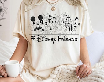 Mickey And Friends Shirt, Disney Friends Shirt, Minimalist Disney Graphic Shirt, Vintage Cartoon Line Art Tee, Disney Characters Tee