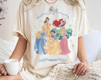 Disney Princess Shirt, Cinderella Belle Ariel Aurora Snow White Tee, Cute Pastel Princess Graphic Shirt, Vintage Disney Princess Tee