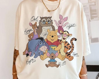 Winnie The Pooh Shirt, Pooh Bear Tigger Piglet Eeyore Kanga Roo Owl Tee, Cute Cartoon Character Shirt, Vintage Pooh Bear Tee