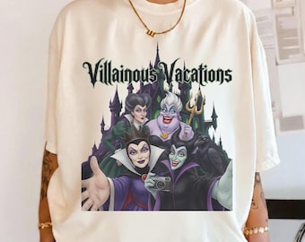 Villainous Vacations Shirt, Disney Villains Graphic Tee, Evil Queen Ursula Maleficent, Gothic Halloween Villain Tee, Spooky Vacation T-Shirt